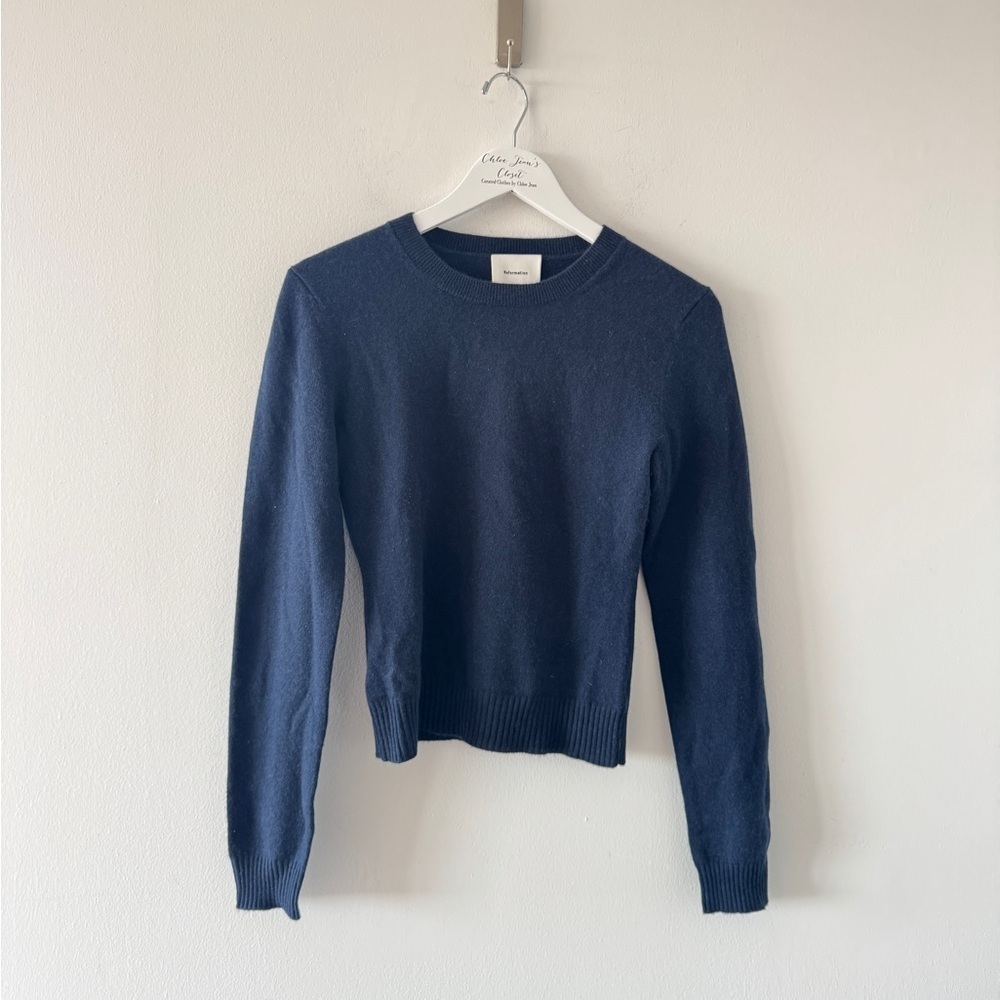 REFORMATION Lian Cashmere Navy Sweater S - Picture 2 of 4